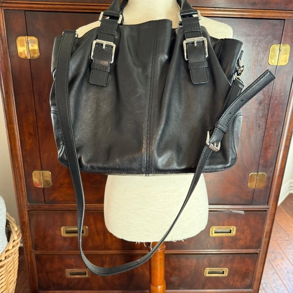 Michael Kors Brookville Black Leather Tote Bag Dual Handles - Picture 7 of 16